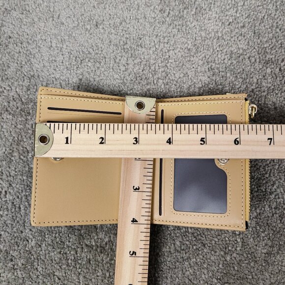 Miniso Women's Bi Fold Wallet Beige Snap Button Closure Elegant Minimalist Style - Picture 6 of 6